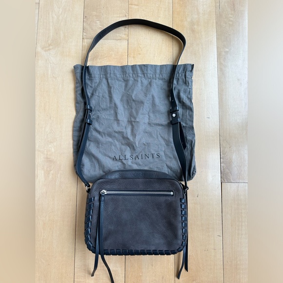 All Saints Kepi gray leather crossbody with whip stitch details - Picture 2 of 8